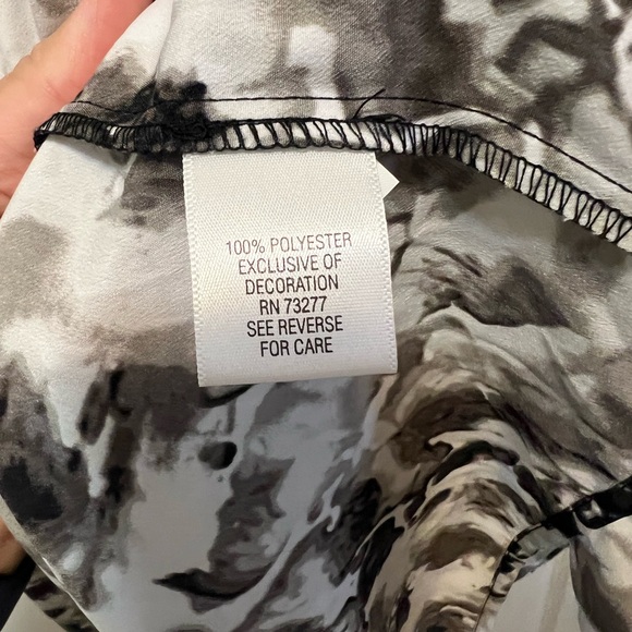 Apt. 9 NEW Ruffle Faux Wrap Sleeveless Floral TieDye Dress Gray White Black Sz S - Picture 6 of 6